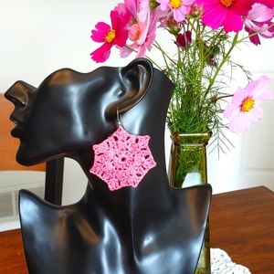 Handcrafted "Doily"  earrings pink